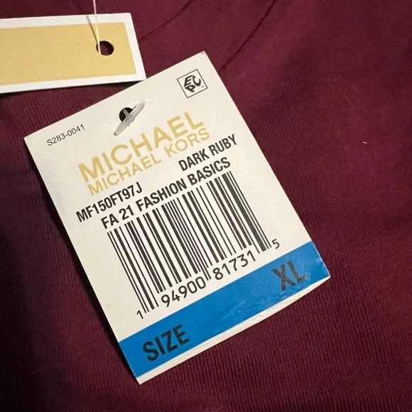 Michael Kors Maroon Studded Logo Tee - Picture 2 of 5